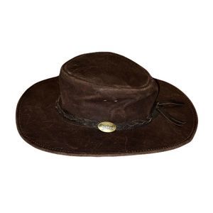 Jacaru Australian Swagman Outback Brown Leather Hat Crushable Cowboy Medium